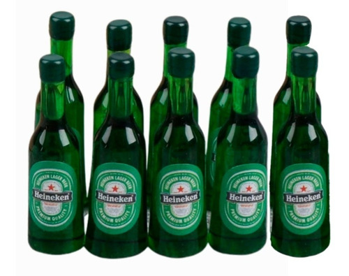 10 Mini Botellas Cervezas Heineken( Miniaturas) Casa Muñecas