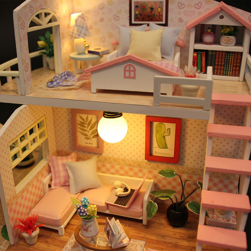 D Kit De Casa De Muñecas De Madera En Miniatura For