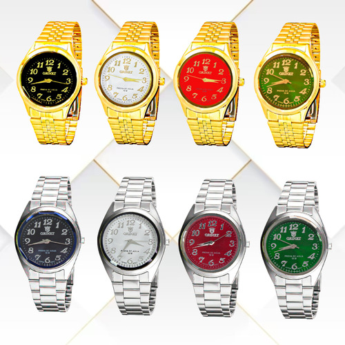Reloj Orinet, original, impermeable, impermeable, para hombre, color plateado, color de fondo verde