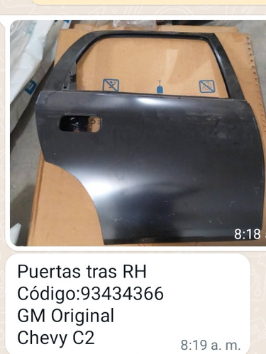 Puertas Tras Rh Código:93434366gm Originalchevy C2