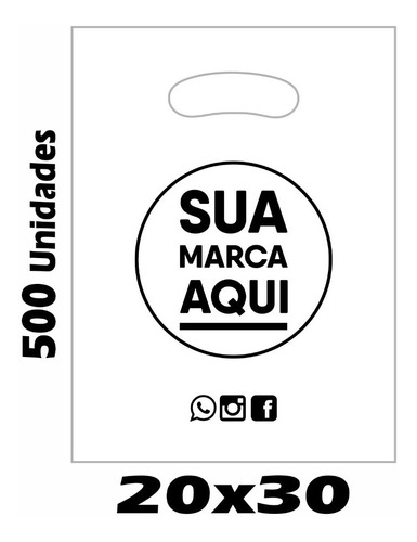 Imagem 1 de 1 de Sacolas Plásticas Personalizadas 20x30 / 500 Un Promoção