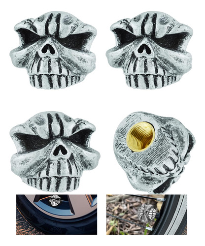 Tapones Para Valvulas Llantas 4pcs Calavera Para Auto/moto