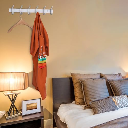 Perchero De Pared Blanco Con 6 Ganchos Dobles Para Colgar To