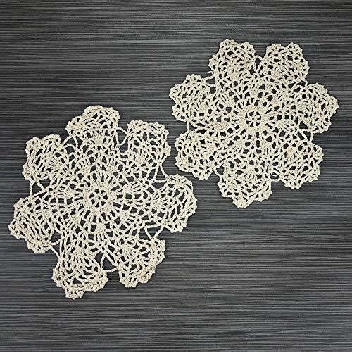 Juego De 2 Doilies Crochet Algodón Beige 7 