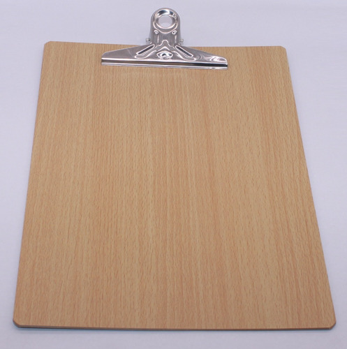 Tabla Portahojas Madera A4 + Gancho Aprietapapel X20 Uni