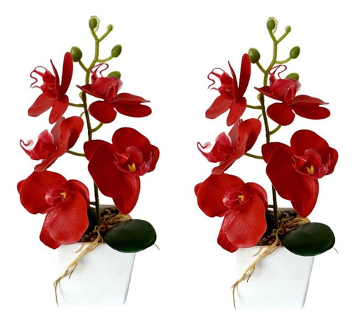 Xizhi Paquete De 2 Flores De Orquídeas Artificiales Con Jarr