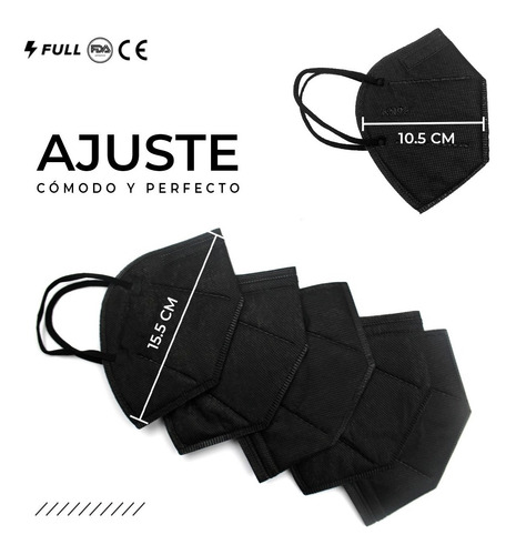 Imagen 6 de 9 de Cubrebocas Kn95 Tapabocas 50 Pz Reutilizables 5 Capas Negro
