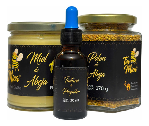 3 Piezas, Miel De Abeja, Polen Y Propóleo, Pack Tía Mica