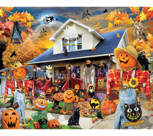 White Mountain Haunted House Halloween 1000 Piece Jigsaw Puz