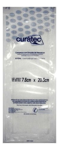 5 Compressa De Emulsão De Petrolatum Curatec 7,6cm X 20,3cm