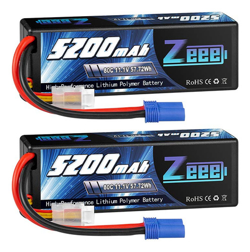 Zeee Batería Lipo De 11.1v 80c Mah 3s Con Conector Ec5 Bat.