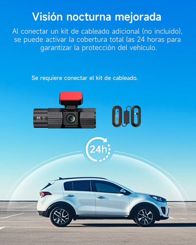 Cámara De Tablero Wifi 4k De 3 Canales, Frontal Y Trasera,