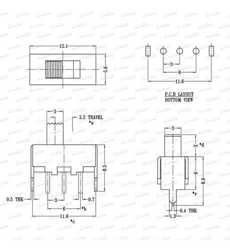 100 Mini Llaves Corredera Interruptor Deslizable Ss-12f44 Eg
