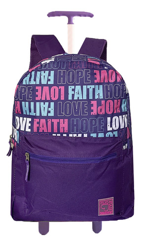 Mochila Rodinha Escolar Juvenil Clio Love Feminina Grande Cor Lilás