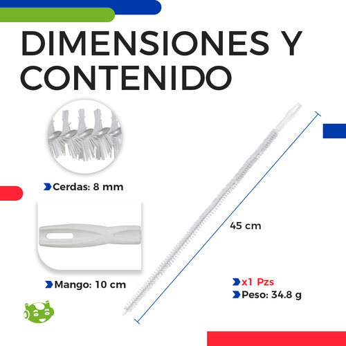 Cepillo En Espiral Flexible Slim Company Para Limpieza De Desagües Drenaje De Tuberías Lavabo Dragado Color Blanco 45cm