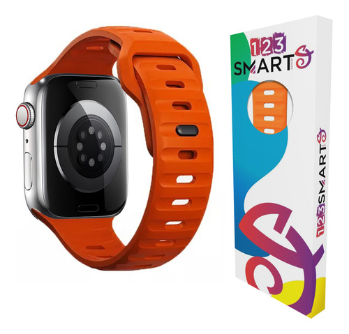 Pulseira De Silicone Mariner Compativel Com Apple Watch Iwatch 9 8 7 6 5 4 3 2 1 Se 38mm 40mm 41mm - Cor Laranja