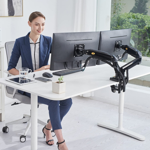 Soporte Dos Brazo Monitor Doble North Bayou F160 17 A 27 Color Negro