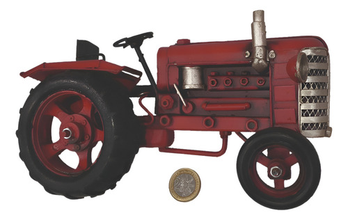 Tractor Decorativo Mitad P/colgar 22x5x12cm Replica Metal Color Naranja