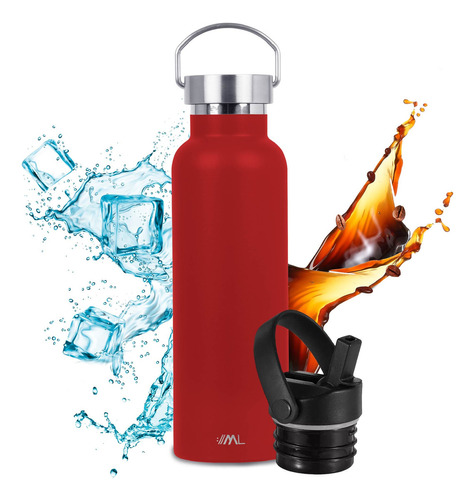 Termo Para Café Y Agua 2 Tapas Acero Inoxidable 25 Oz 750 Ml Color Rojo