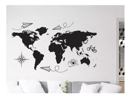 Vinilo Decorativo Mapa Mundial Mapamundi Pared Grande
