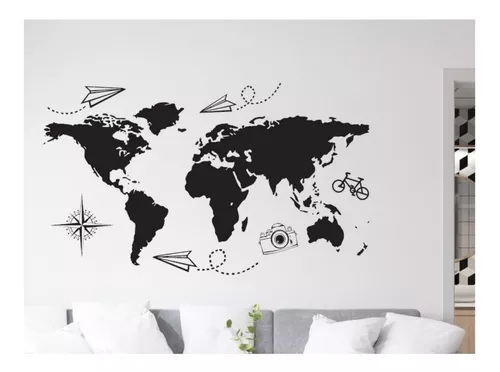 Vinilo Decorativo Mapa Mundial Mapamundi Pared Grande 1.5x87