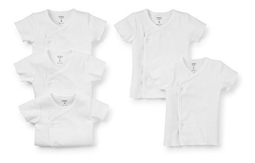 Carters Unisex Baby 5-pack Camisetas Side-snap - Blanco, 6 M