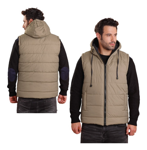Imagen 3 de 6 de Chaleco Hombre Acolchado Impermeable Con Capota Urbano