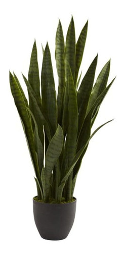 Casi Natural Sansevieria Planta Con Maceta Negra, Verde