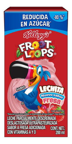 Leche Deslactosada Kellogg's Froot Loops Sabor A Fresa 200ml