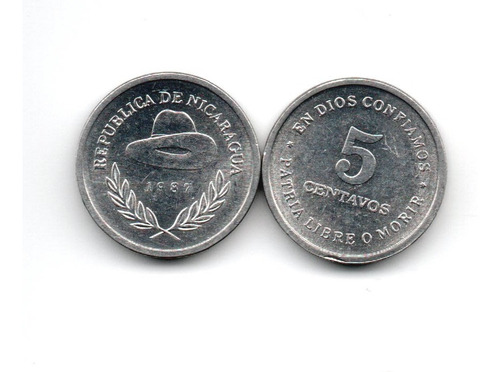 Nicaragua Moneda 5 Centavos Año 1987 Km#55 Sin Circular