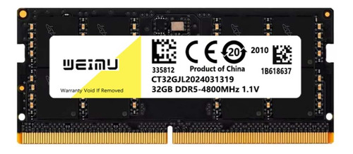 Memória Ram Preto Weimu Ddr5 1x32gb 4800mhz Sodimm Nonecc