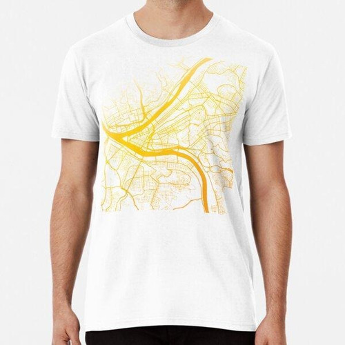 Remera Mapa De Pittsburgh Negro Y Amarillo Algodon Premium