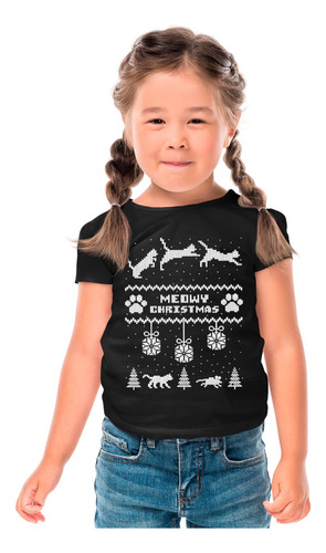 Playera Negra Infantil De Gatitos Jugetes Navideños  