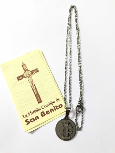 Medalla De San Benito Con Cadena En Acero 2cm