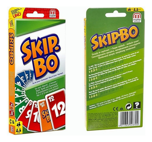 Uno Mattel Games Uno: Skip Bo Card Juego Familiar Multijugad