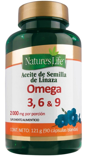 Omega 3, 6 Y 9 Natures Life Aceite De Semilla Linaza 90 Cap