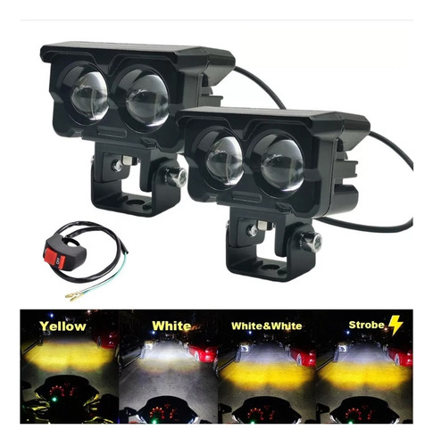 Par Faros Auxiliares Hi/lo Doble Color Exploradora Moto Auto