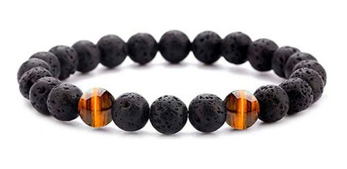 Pulsera Piedra Volcánica Ojo De Tigre + Estuche Dayoshop