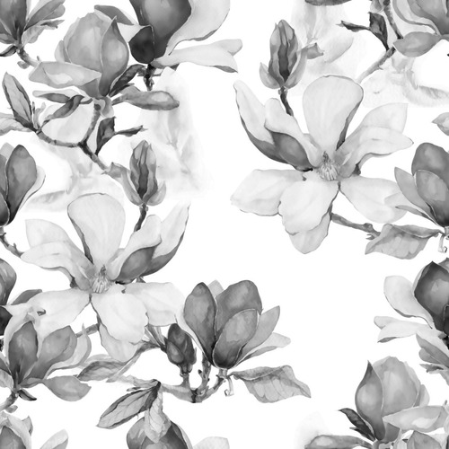 Papel De Parede Floral Flores Preto Branco Autocolante 3mts