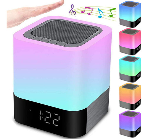 Luces Nocturnas Con Altavoz Bluetooth, Reloj Despertador, Al