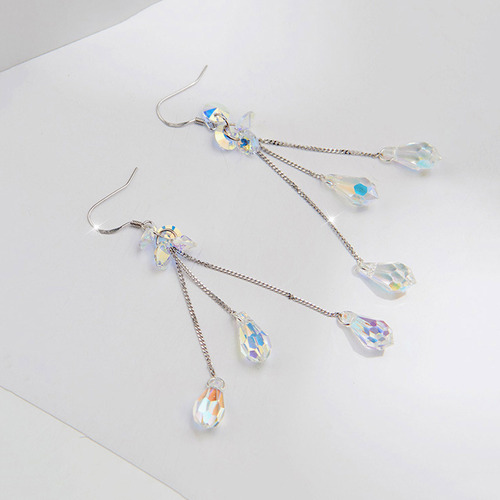 Para Pendientes Largos De Cristal Trend S Simple Color Para