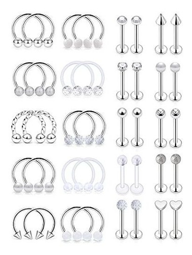 Aros - Dyknasz Surgical Steel Lip Rings Clear Diamond Cz Lab