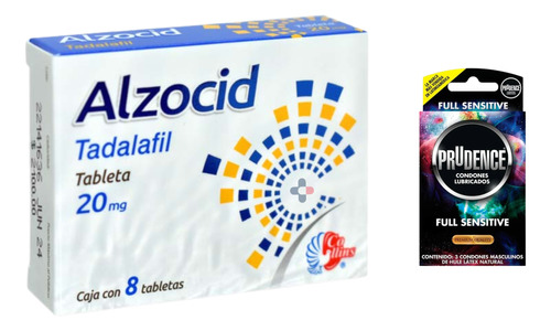 Paquete Alzocid Tadalafil 20 Mg 8 Tabs + Caja 3 Condones 