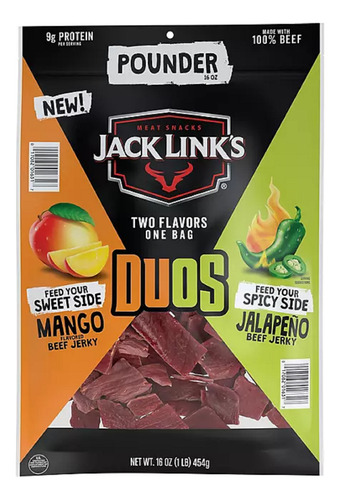 Pack Carne Seca Jack Link Sabor Jalapeño Y Mango 454g