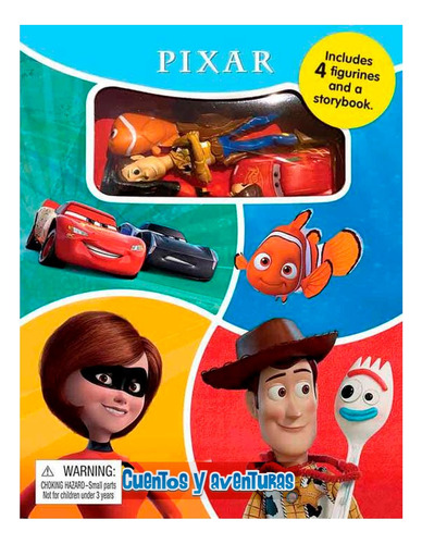 Libro Cuentos Y Aventuras Disney Pixar C/ 4 Mini Figuras