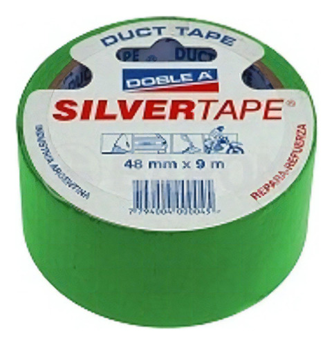 Cinta Adhesiva Silver Tape Duct Tape Doble A 48mm X 9 Metros Color Verde