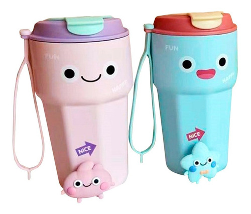 Termo De Acero Inoxidable Happy Cartoon Vaso Térmico Kawaii