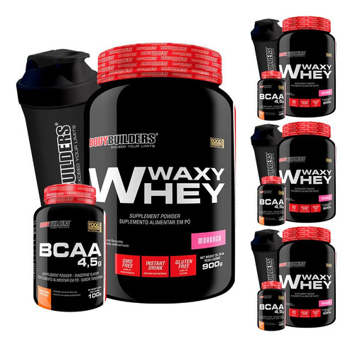 Combo Galera: 4x Whey 900g Mor+ 4x Bcaa 100g+4x Coq. - Bb