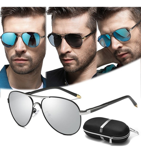 Lentes De Sol Polarizada Clásico Moda Hombre Mujer Y Estuche