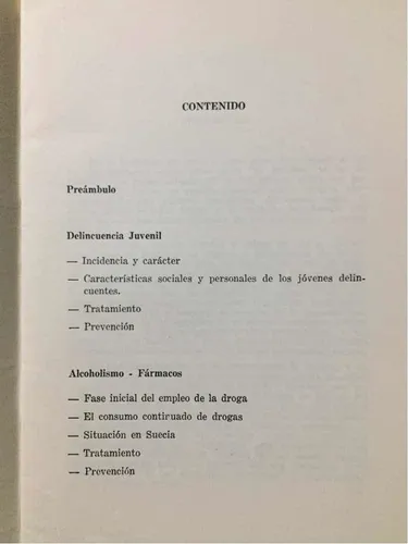 Delincuencia Juvenil Alcoholismo Fármacos Estocolmo 1969 (Usado)